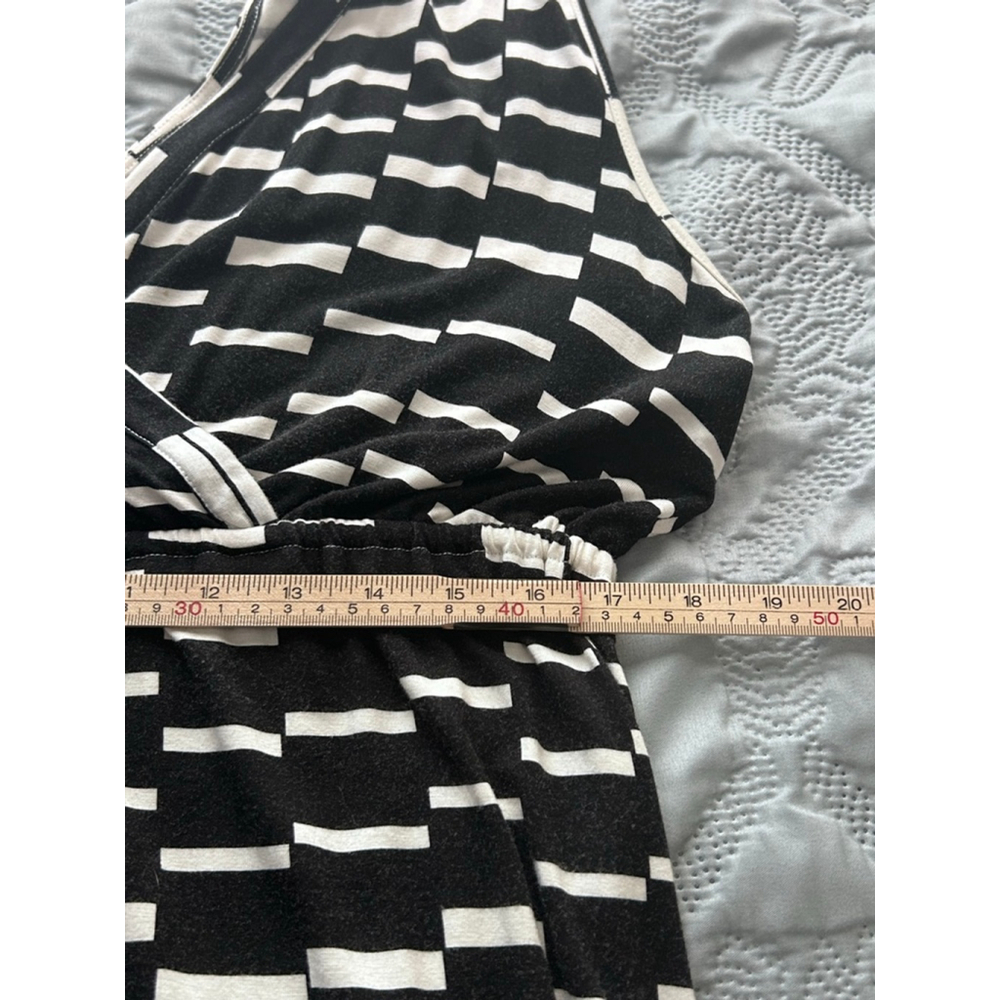 Lane Bryant Maxi Dress Black White Geometric Faux Wrap 14/16 Stretch - Picture 11 of 12